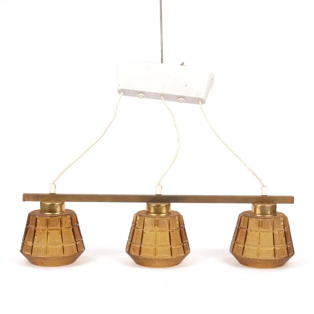 TAKLAMPA, glas och mässing, 1960/70-tal.