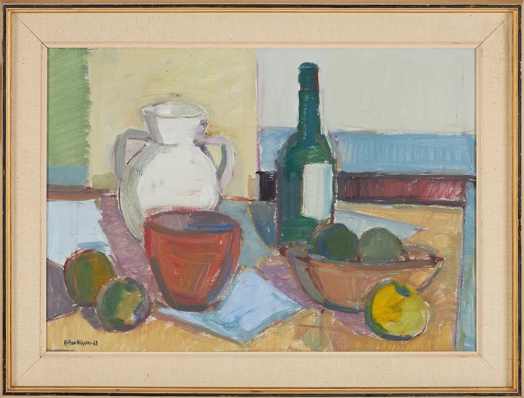 ARTHUR NILSSON. Stilleben, olja på duk, signerad och daterad, -63. — Paintings — Stockholms Auktionsverk Sickla