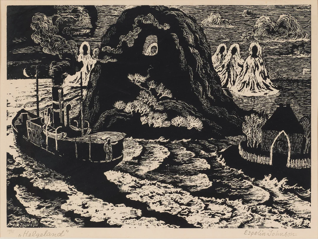 Johnson, Kaare Espolin — "Helgeland" 1953 — Kunst/Grafikk — Blomqvist
