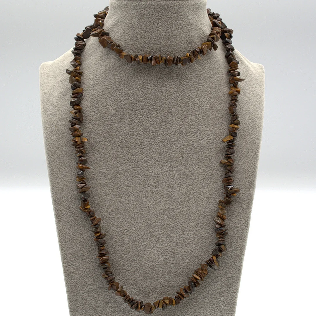 LANGE ENDLOSKETTE, TIGERAUGE 20. JAHRHUNDERT, CA 82 CM. — Necklace — Kunst- und Auktionshaus Kleinhenz