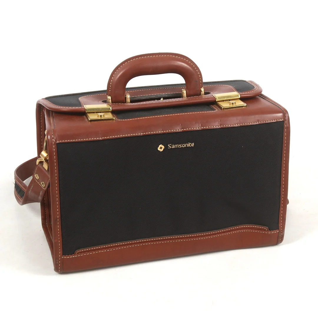 BEAUTY BOX, läder / nylon, Samsonite. — Vintage & Designer Fashion — Stadsauktion Sundsvall