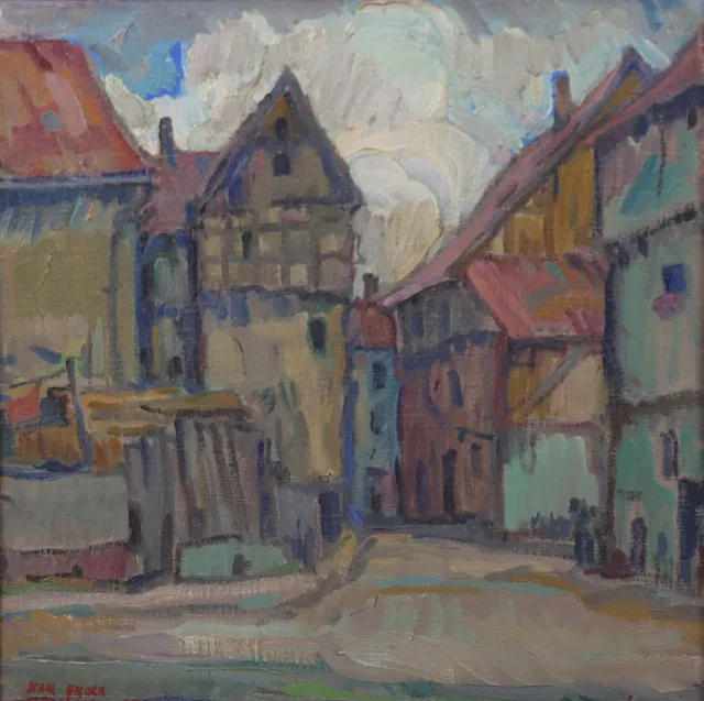 KARL ENOCK OHLSSON (1889-1958). olja på duk, "Från en gammal stad i Tyskland".