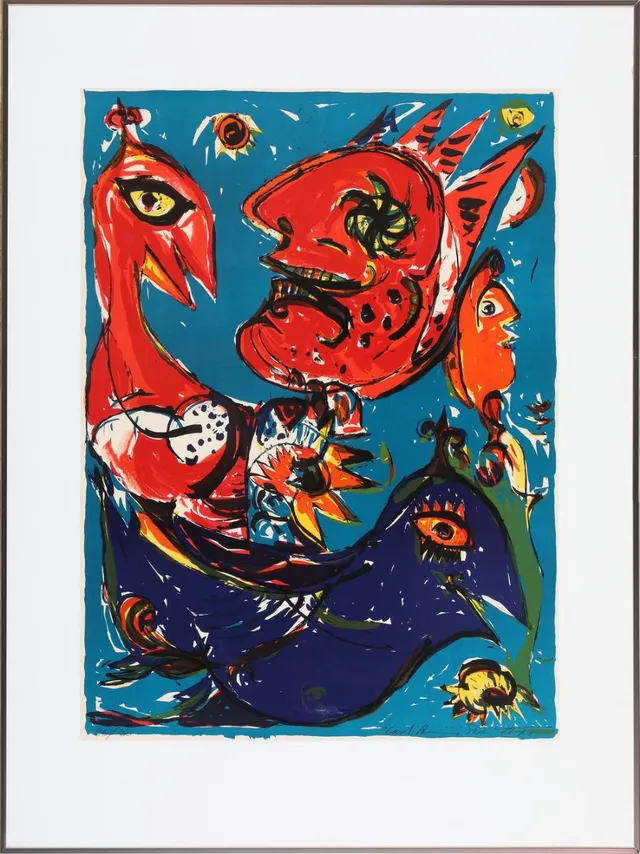 Composition, 1978. Signed Carl-Henning Pedersen Paris 1978, 35/150. Lithograph in colours. Sheet size 76 × 56 cm.