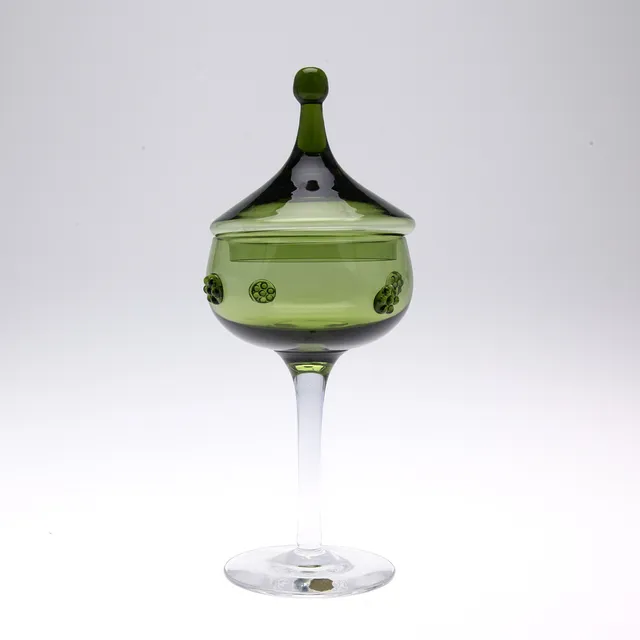 BONBONJÄR, glas på fot, Åfors, Sverige, 1900-tal.