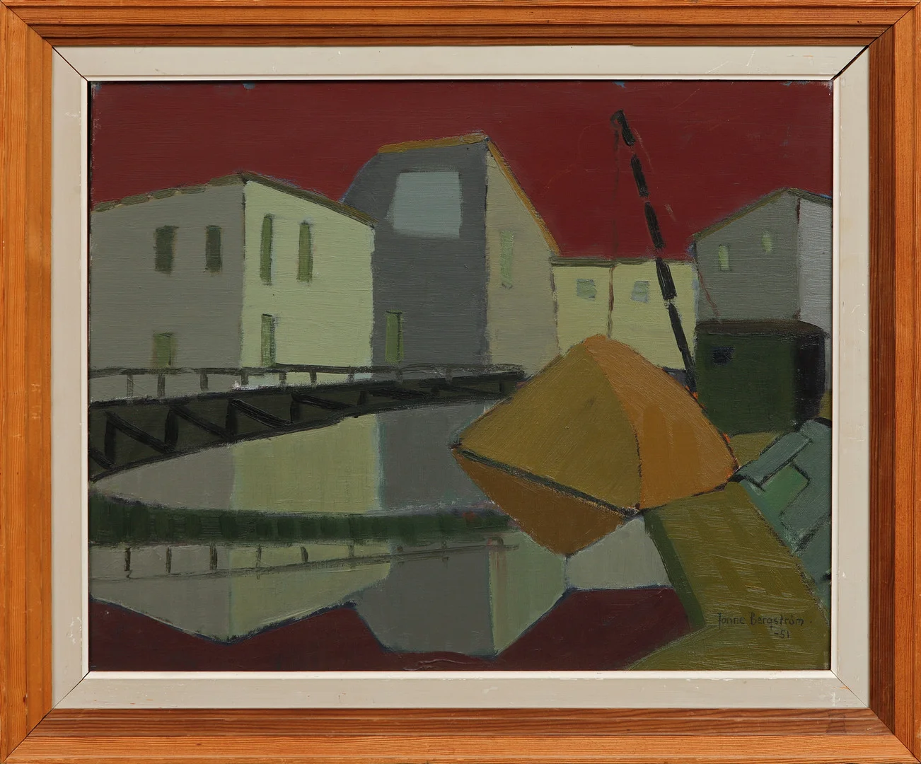 JONNE BERGSTRÖM. "Spegling", olja på duk, signerad och daterad -51. — Paintings — Göteborgs Auktionsverk
