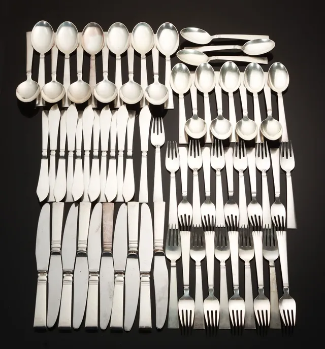 Just Andersen for Georg Jensen. 'Acadia' / 'Blok' sterling silver cutlery ()