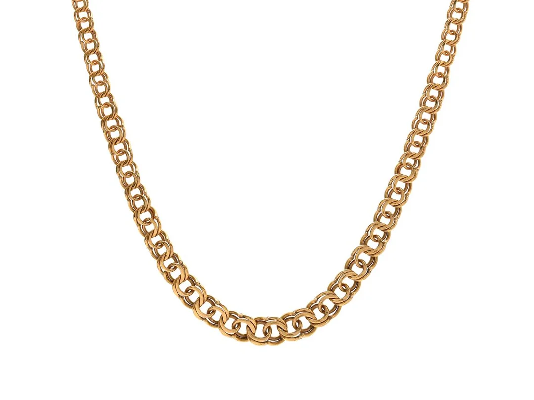 COLLIER, 18K guld, doserad bismarcklänk, längd 42 cm, vikt 21,1 g. — Smycken/Collier — Kaplans