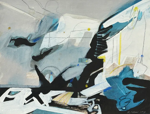 GUNNAR JOHNSSON (1917-2000): Abstrakt komposition, signerad G. Johnsson, olja på duk.