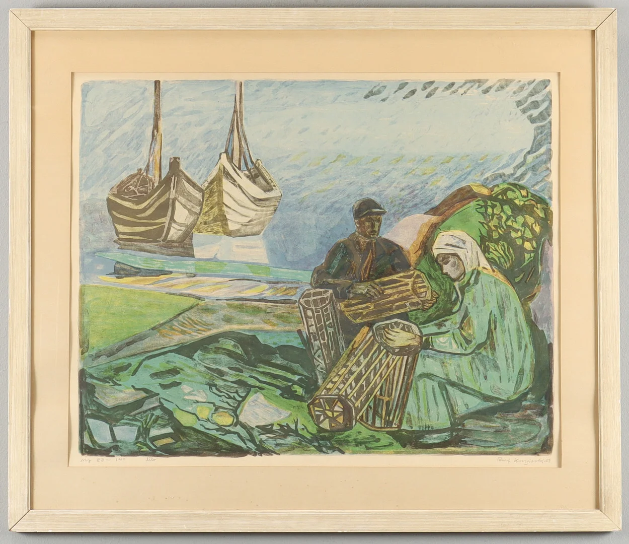 ROLF KONGSVOLD. "Fiskere". — Engravings & Prints — Karlstad Hammarö Auktionsverk