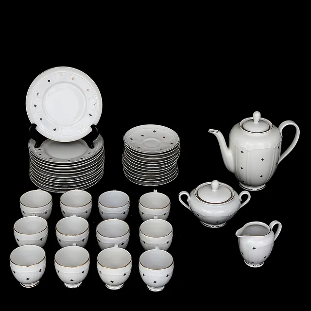 KAFFESERVIS, 39 delar, porslin, Karlskrona Upsala Ekeby, 1960-tal.