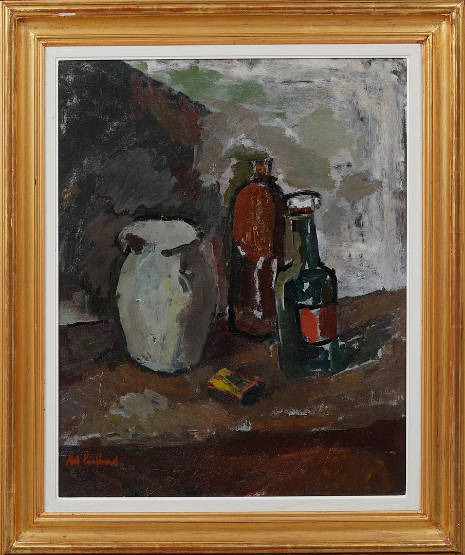 ALF LINDBERG. Uppställning med kruka. Olja på duk, signerad. — Paintings — Göteborgs Auktionsverk