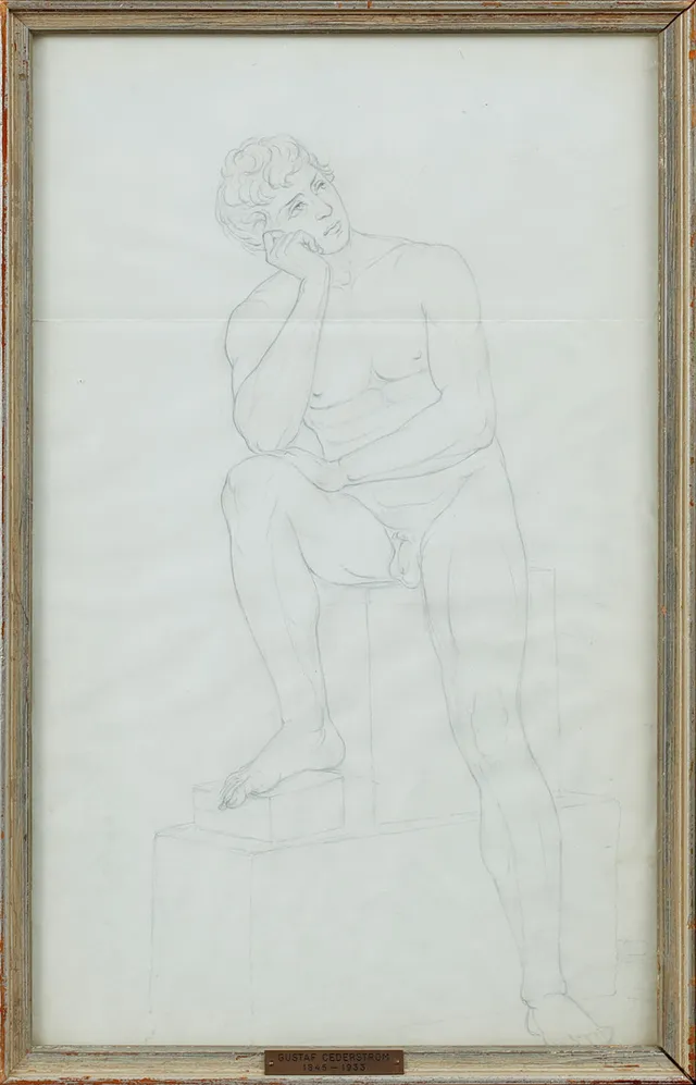 GUSTAF CEDERSTRÖM. Modellstudie, blyerts.