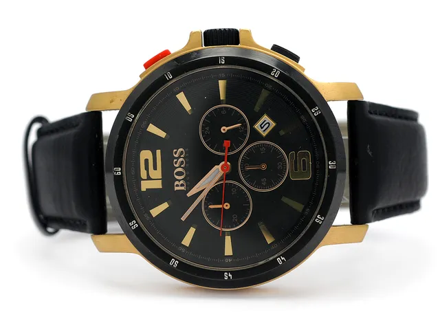 BOSS, kronograf, herrur, 49 mm, Boett nr. HB.134.1.34.2326/4.089.049, PVD, mineralglas, datum, 24-timmarsvisning, läderband, originalspänne, ca 2011, box, ytterkartong.