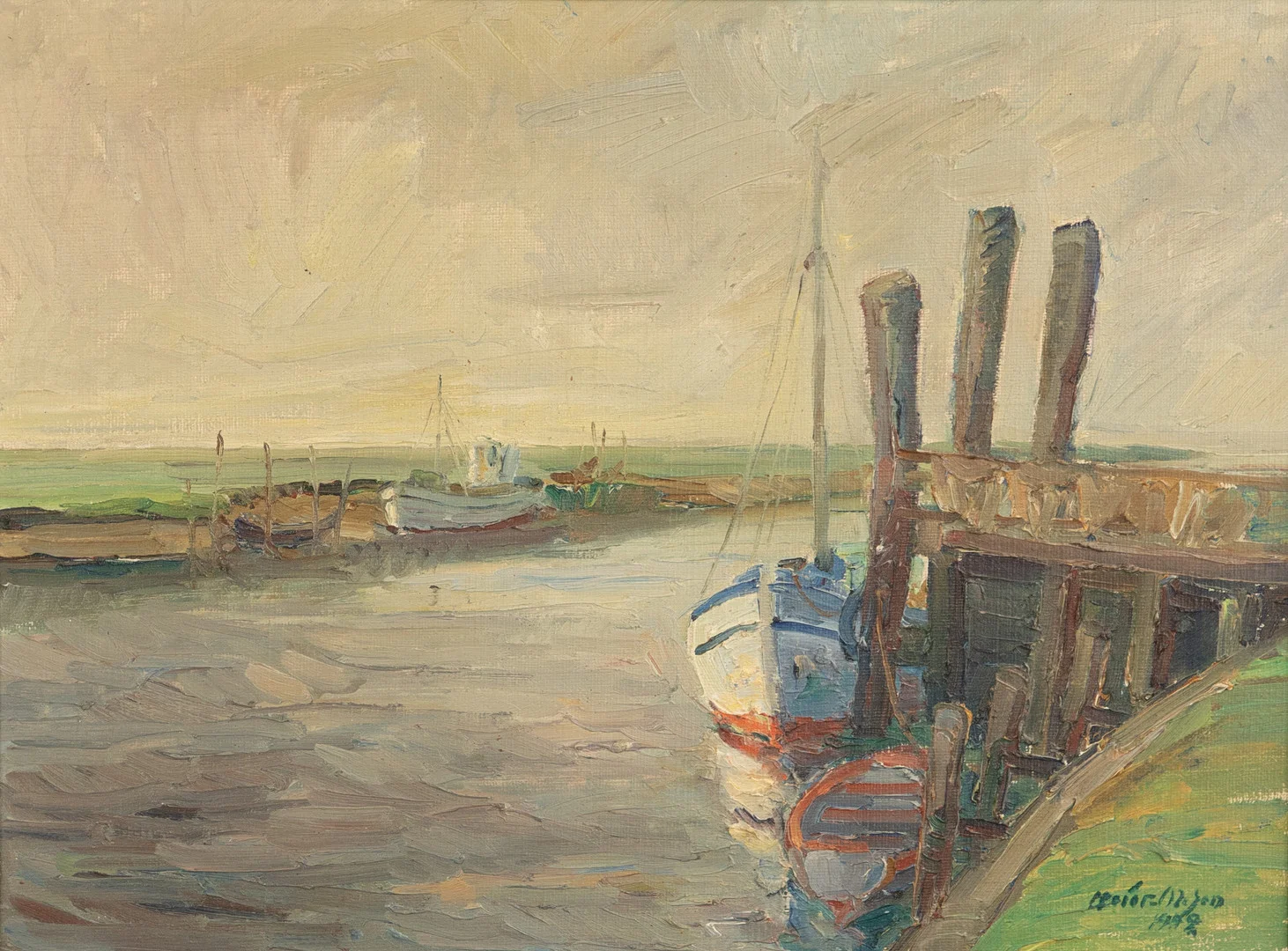 KÜNSTLER DES 20. JAHRHUNDERTS. Norddeutsche Landschaft mit Booten. — Paintings — Stockholms Auktionsverk Hamburg