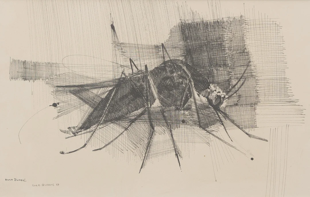 SVEN BUNNEL (1929-2004). Insekt, tusch, signerad och daterad -59. — Drawings — Garpenhus Auktioner