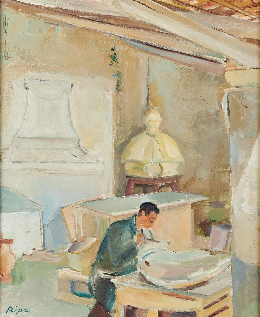 HANS RIPA (1912-2001), "ATELIE, MARECCHIOLO TAORMINA SICILIEN", signerad Ripa, olja på duk. — Paintings — Crafoord Auktioner Stockholm