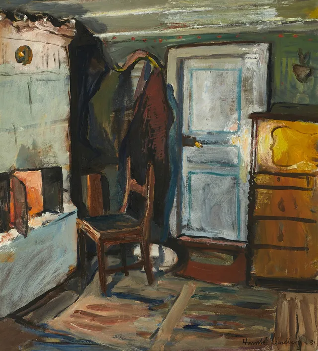HARALD LINDBERG (1901-1976), Interiör med kakelugn, signerad och daterad -31, olja på duk.