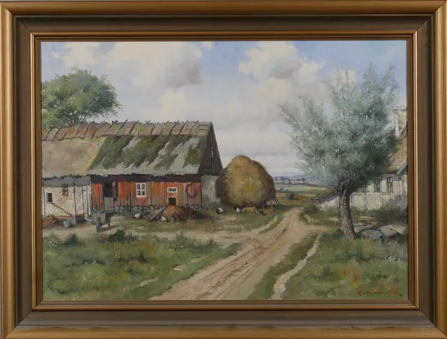 CARL MÅNSSON. Skånegård, olja på duk, signerad CARL MÅNSSON.