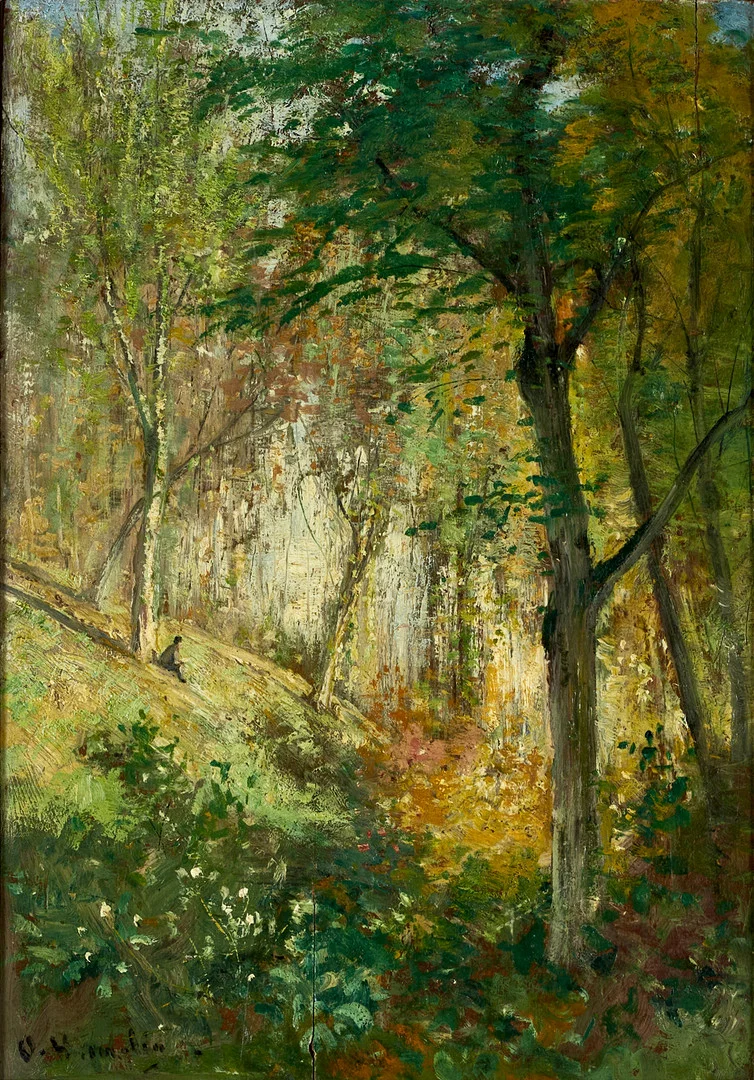 OLOF HERMELIN. Skogsglänta signerad, olja på pannå. — Paintings — Crafoord Auktioner Stockholm