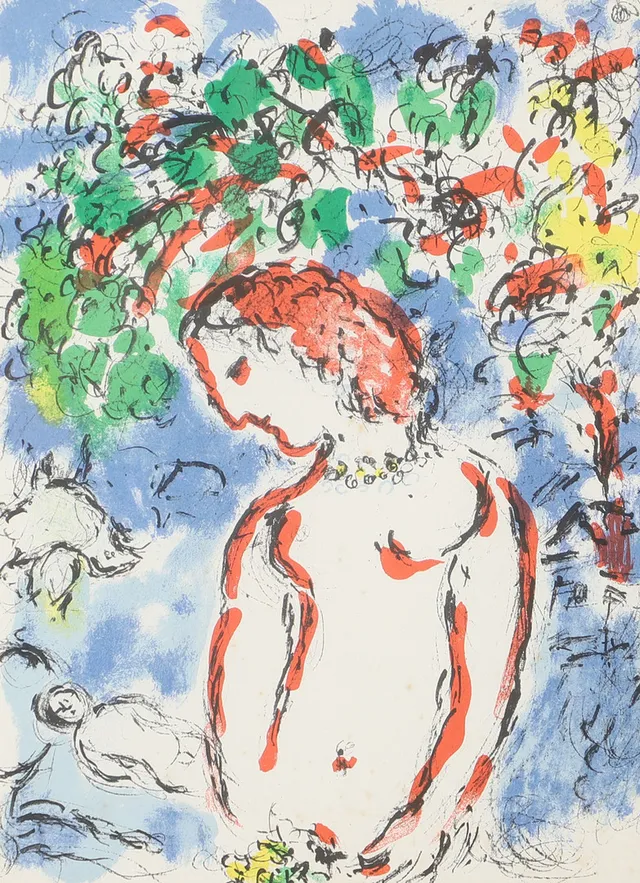 MARC CHAGALL. Figurkomposition, tryck.