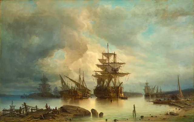 PER WILHELM CEDERGREN (Sverige, 1820-1896): Stockholms Inlopp, signerad och daterad PW Cedergren 1869, olja på duk.
