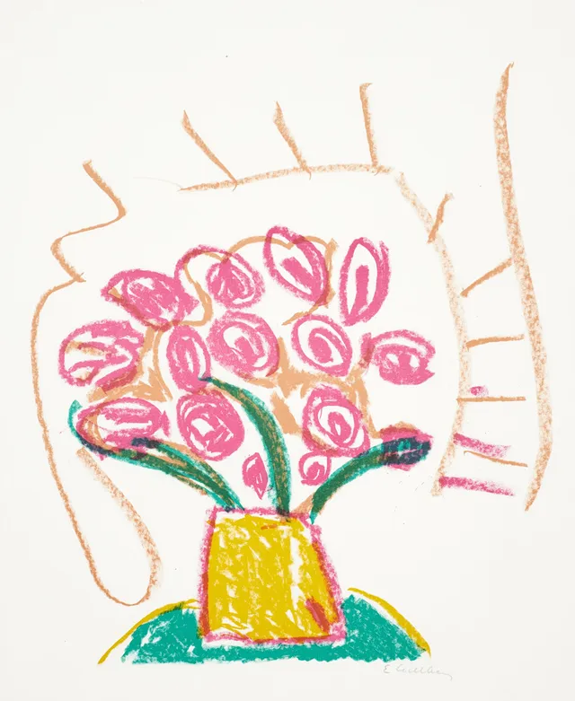 ERLAND CULLBERG. Blomstervas, signerad, färglitografi.