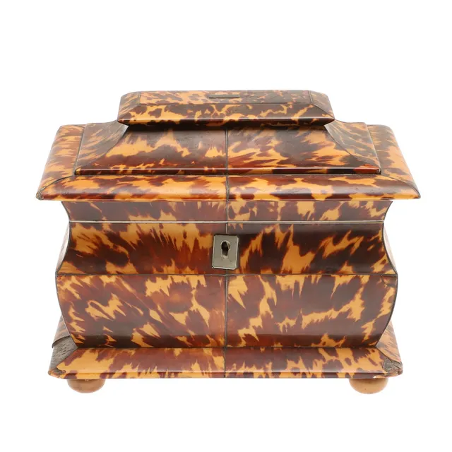 A GEORGE III STYLE TORTOISESHELL TEA CADDY Ivory Submission Reference: WYMMRUQ6.