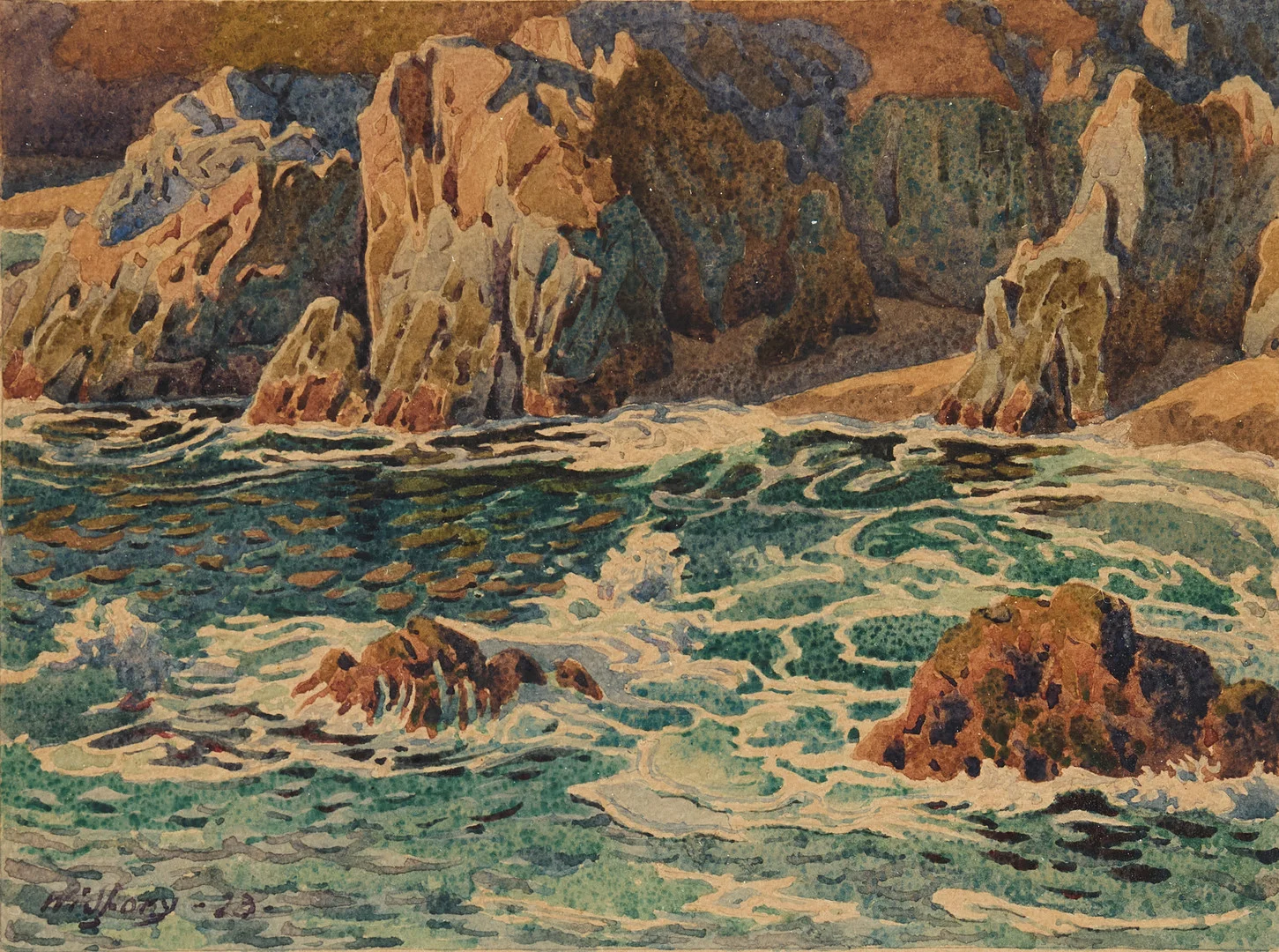 GUNNAR WIDFORSS. Vågor vid klippor. — Paintings — Stockholms Auktionsverk Fine Art