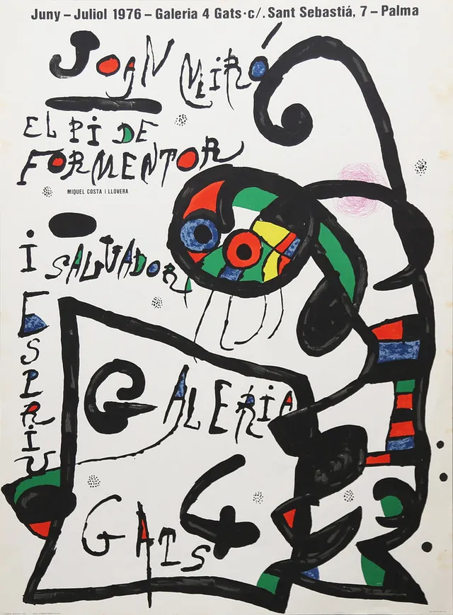 AFTER JOAN MIRÓ. Poster for “El Pi de Formentor” at 4 Gats Gallery, 1976.