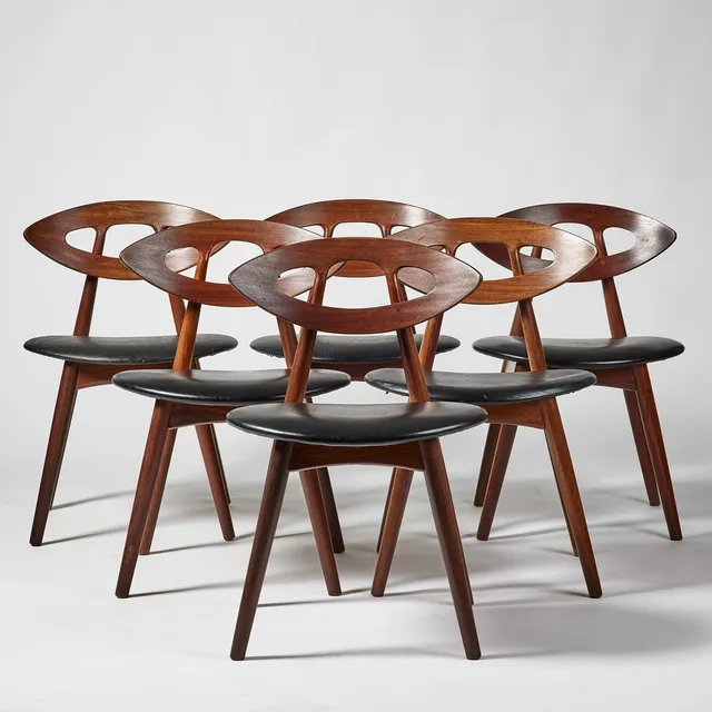 EJVIND A. JOHANSSON. "The Eye", chairs, 6 pcs, Ivan Gern Ivan Gern Furniture Factory, Denmark, designed in 1961.