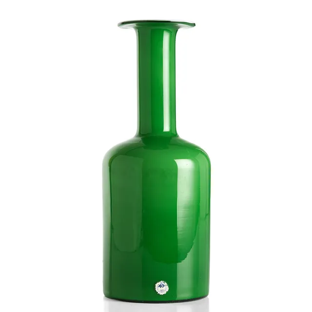 OTTO BRAUER. vas, Holmegaard, Danmark, 1960-tal, grönt glas.