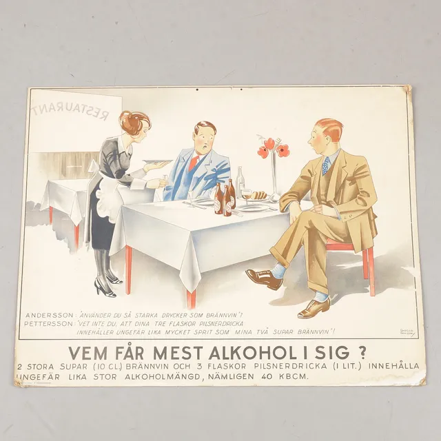 PLANSCH, Alkoholinfo, Centralförbundet för nykterhetsundervisning, 1900-talets mitt.