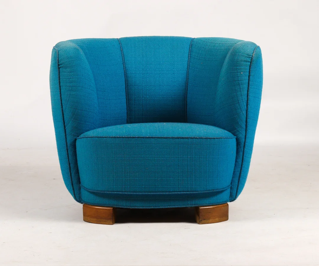 Danish furniture manufacturer, over-upholstered armchair, 1940s — Furniture/Lounge chairs — Lauritz