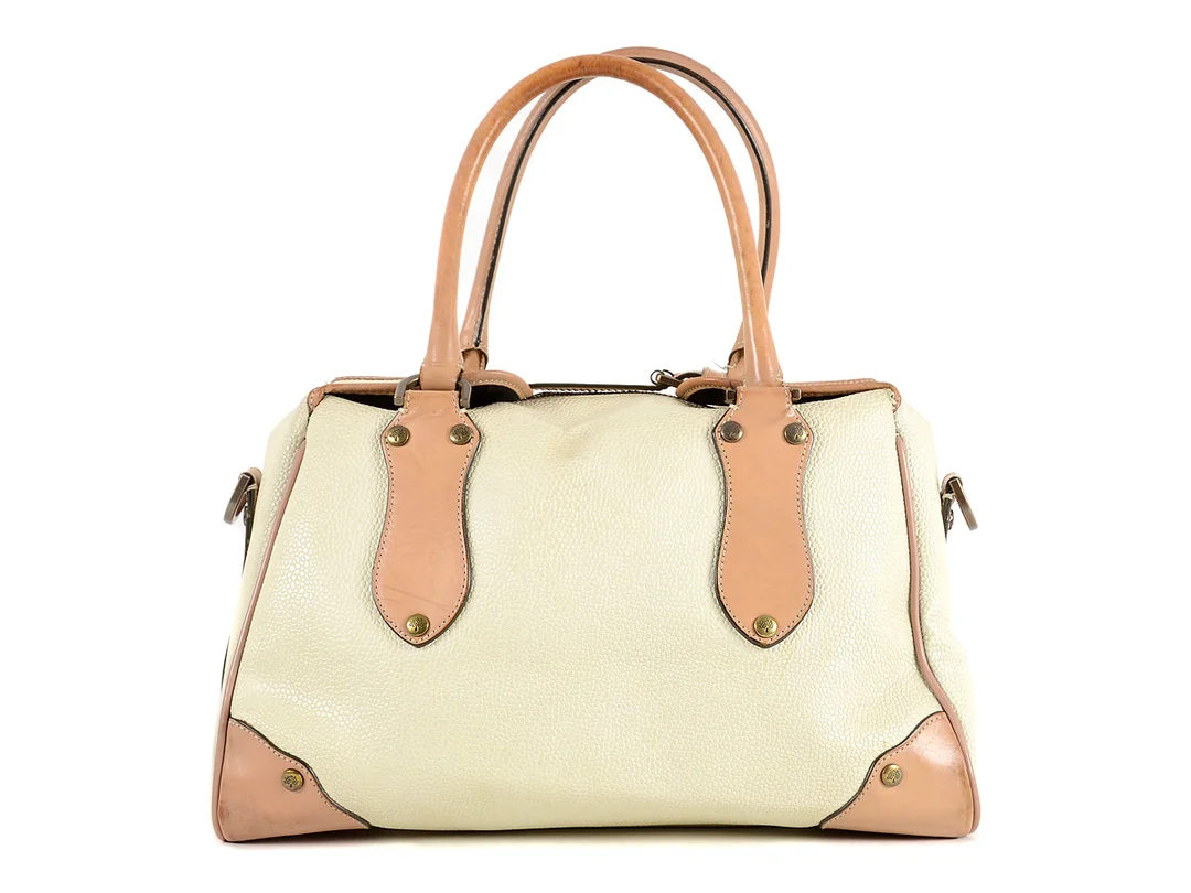 VÄSKA, BAG, MULBERRY, ljusbeige scotchgrain, beige läder, 34x20x18 cm, dustbag. — Accessoarer/Väskor — Kaplans