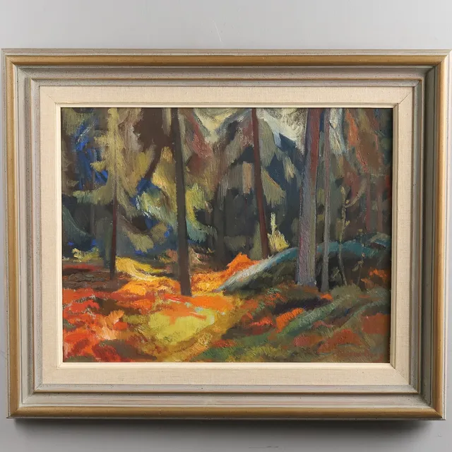 FRANS BERG. OLJA PÅ DUK, "Tallskog", signerad.