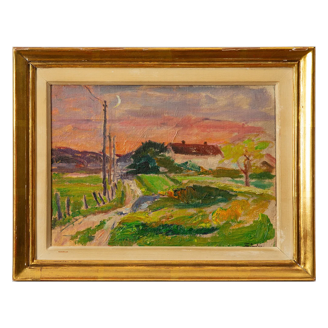 EVALD BJÖRNBERG. Olja på duk uppfodrad på pannå, signerad. — Paintings — Stockholms Auktionsverk Göteborg