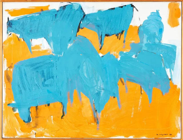 MATTS JUNGSTEDT (FÖDD 1924). Komposition med kor, olja på duk, signerad och daterad M. Jungstedt -65.