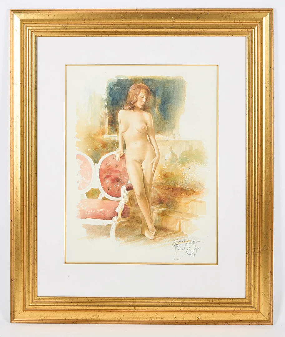 FRITZ JAKOBSSON. Nakenmodell, signerad samt daterad 1994, akvarell. — Paintings — Stockholms Auktionsverk Helsinki