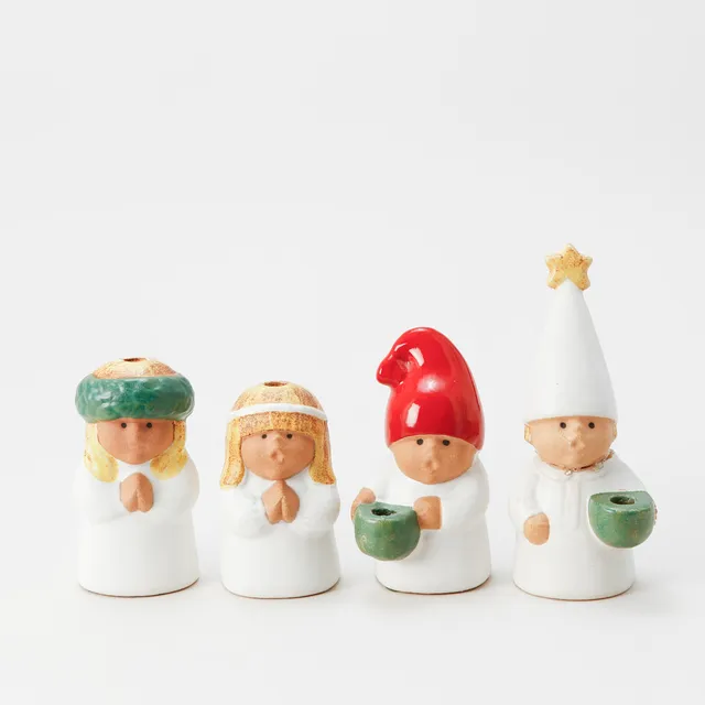 LISA LARSON. Figuriner, "Advent", 4 st, stengods, Rörstrand.