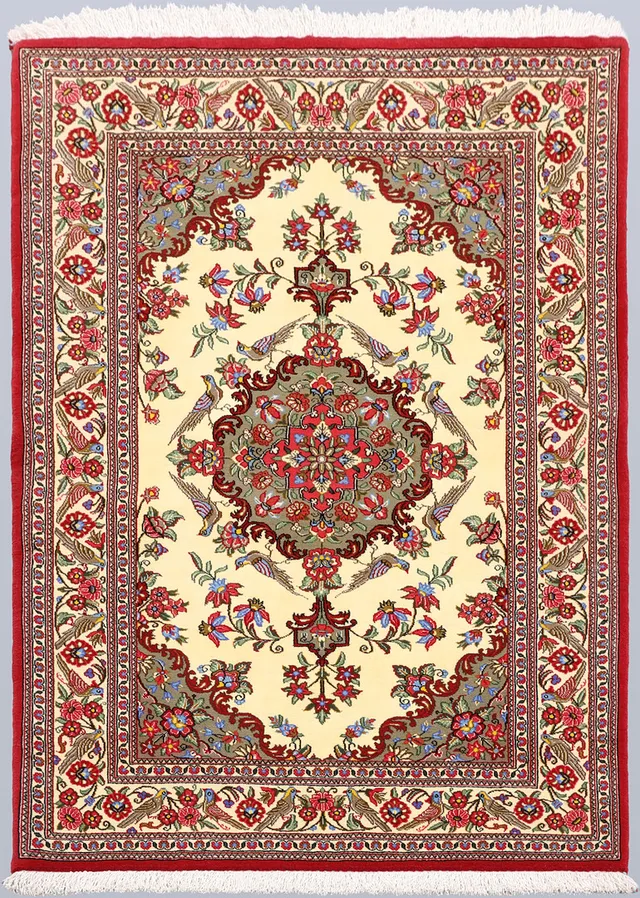 ORIENTMATTA. Figural Ghom, korkull, ca 500.000 knutar/kvm, 153 x 106 cm.