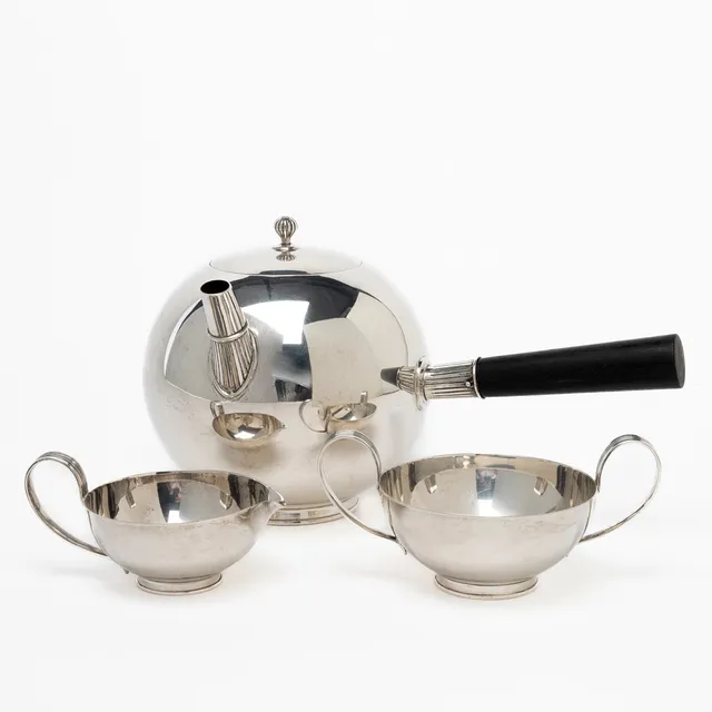 NILS FOUGSTEDT. KAFFESERVIS, 3 delar, silver C G Hallberg, 1930.