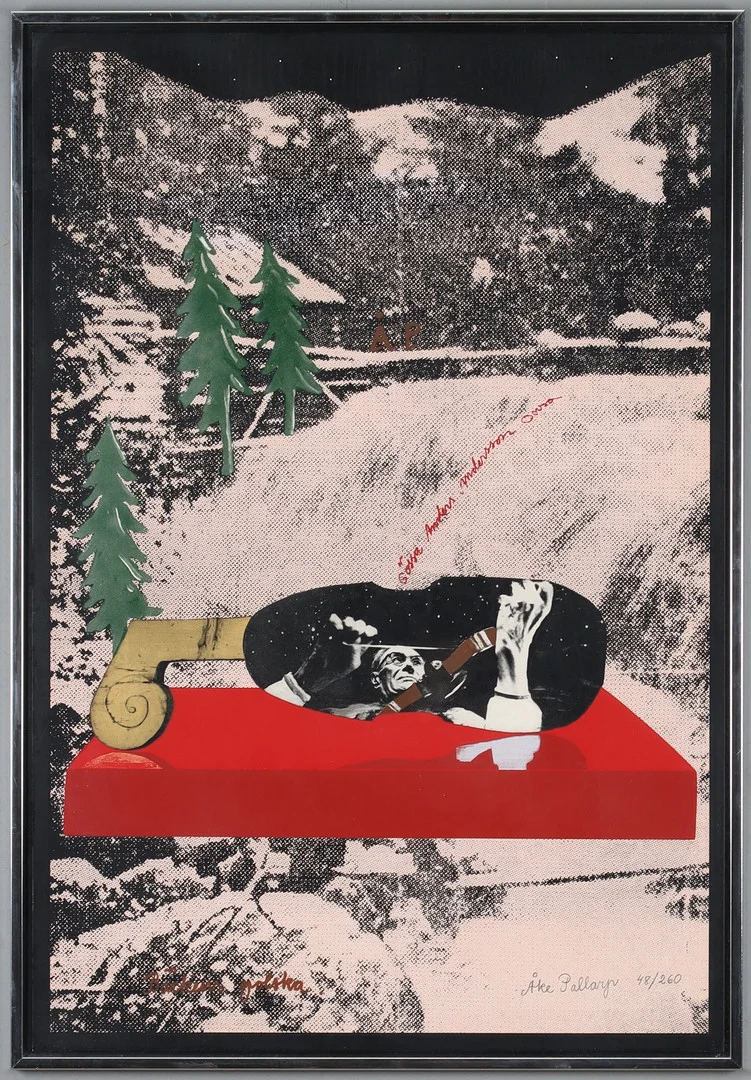 ÅKE PALLARP. "Bäckens polska", färglitografi, signerad och numrerad 48/260. — Engravings & Prints — Stadsauktion Sundsvall