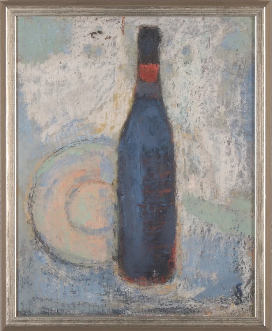 OIDENTIFIERAD KONSTNÄR. gouache på pannå, stilleben, monogramsignerad. — Paintings — Södermanlands Auktionsverk