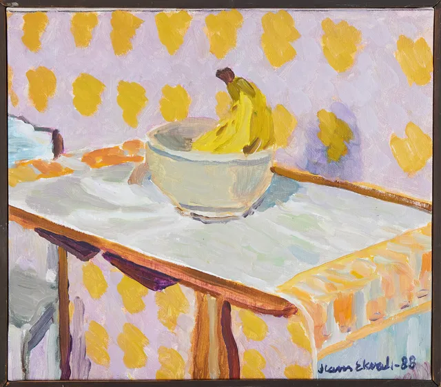 HANS EKVALL. Stilleben med bananer, olja på duk, signerad och daterad -88.
