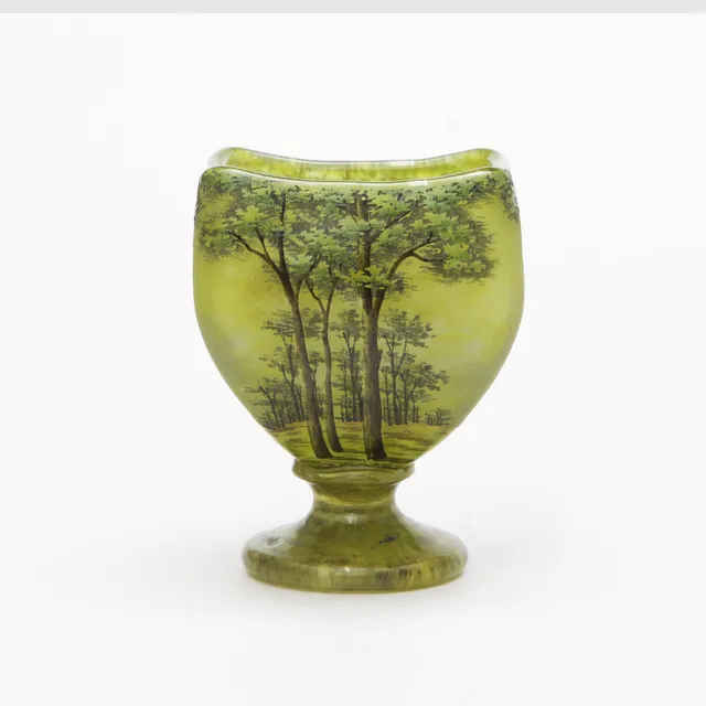DAUM NANCY. VAS, glas, Paysage de verre, signerad, Frankrike, 1900-talets början.