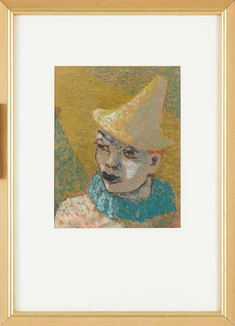 BENGT CARLBERG. Clown, pastell, signerad. — Paintings — Stockholms Auktionsverk Sickla