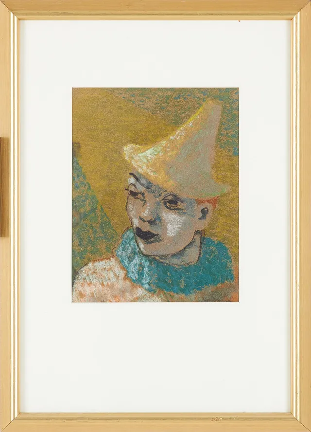 BENGT CARLBERG. Clown, pastell, signerad.