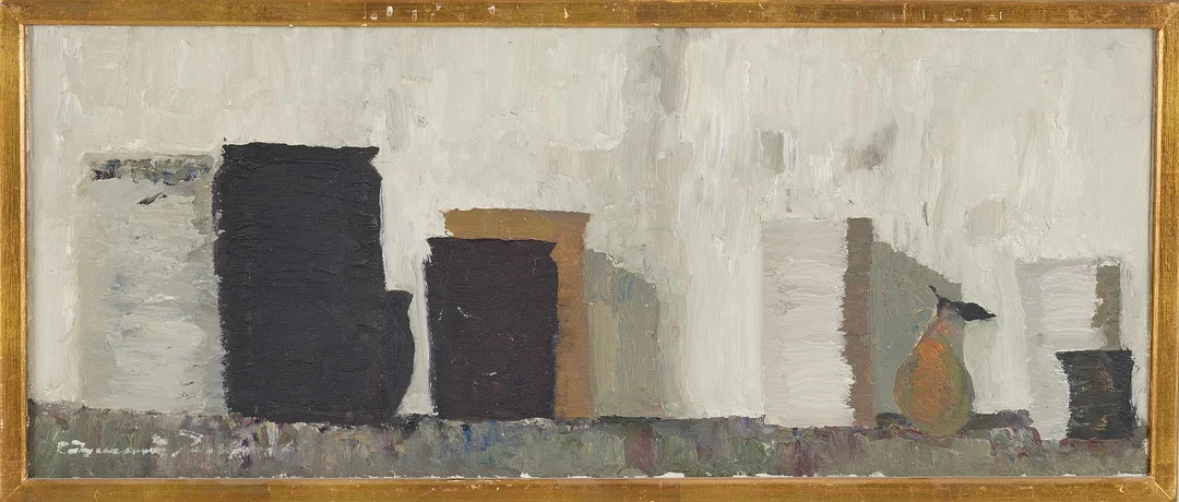 GUNNAR PERSSON (1908-1975). "Stilleben - krukor", olja på pannå, signerad, daterad -61. — Paintings — Stockholms Auktionsverk Magasin 5
