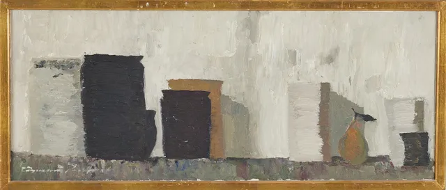 GUNNAR PERSSON (1908-1975). "Stilleben - krukor", olja på pannå, signerad, daterad -61.
