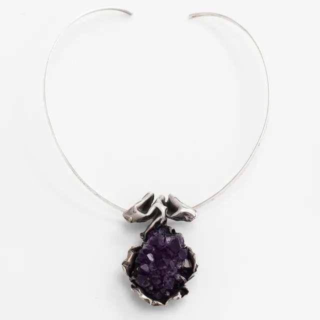 Reino Saastamoinen, hänge, ametist, silver, Helsingfors 1972.